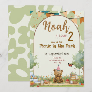 Custom Teddy Bear Picnic Birthday Invitation
