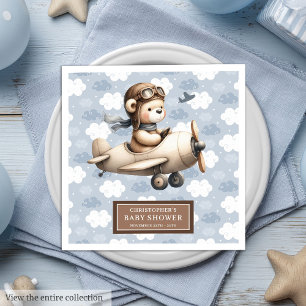 Custom Teddy Bear Pilot Napkins für Babydusche Serviette