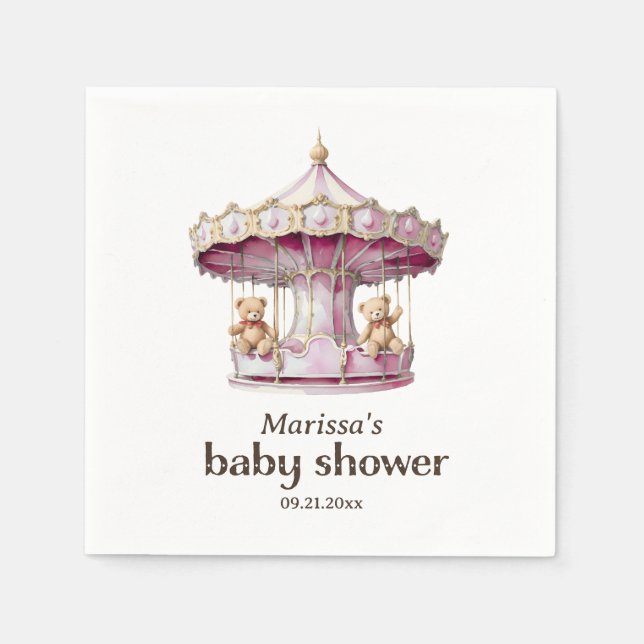 Custom Teddy Bear Twin Girl Babydusche Serviette (Vorderseite)