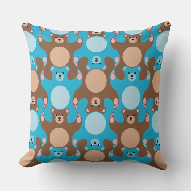 Custom Teddy Bears blau & braun Kissen für Kinder (Vorderseite)