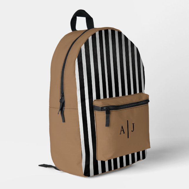 Custom Teen Backpack - Mocha Brown mit Initialen Bedruckter Rucksack (Rückseitige Ecke links)