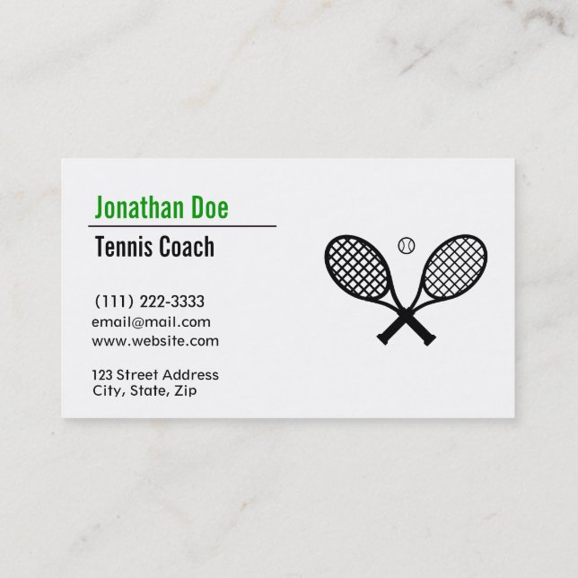Custom Tennis Coach Business Card Visitenkarte (Rückseite)