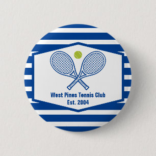 Custom Tennis Country Club Blaue Streifen Button
