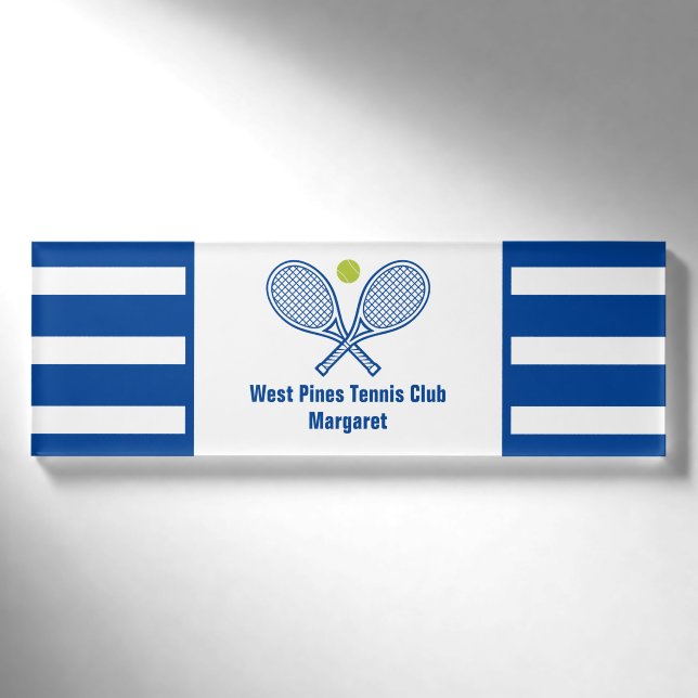 Custom Tennis Country Club Blaue Streifen Namenschild (Vorderseite)