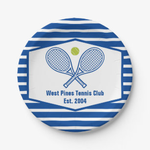 Custom Tennis Country Club Blaue Streifen Pappteller