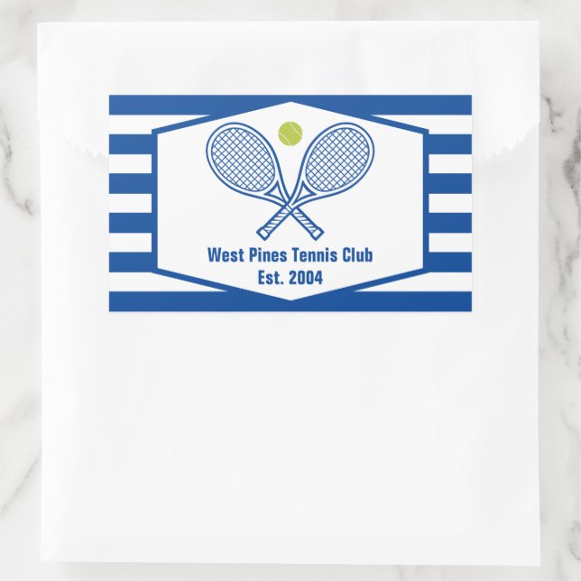 Custom Tennis Country Club Blaue Streifen Rechteckiger Aufkleber (Tasche)