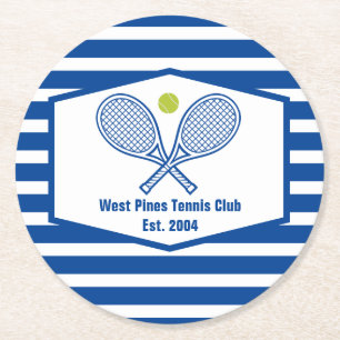 Custom Tennis Country Club Blaue Streifen Runder Pappuntersetzer