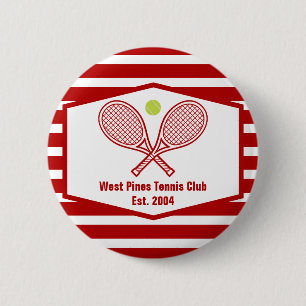Custom Tennis Country Club Roter Streifen Button