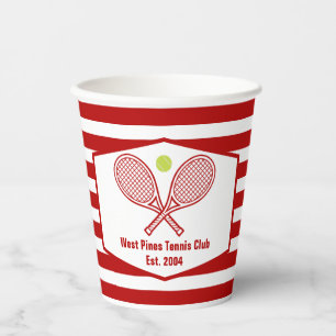 Custom Tennis Country Club Roter Streifen Pappbecher