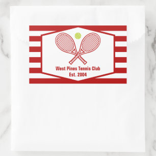 Custom Tennis Country Club Roter Streifen Rechteckiger Aufkleber