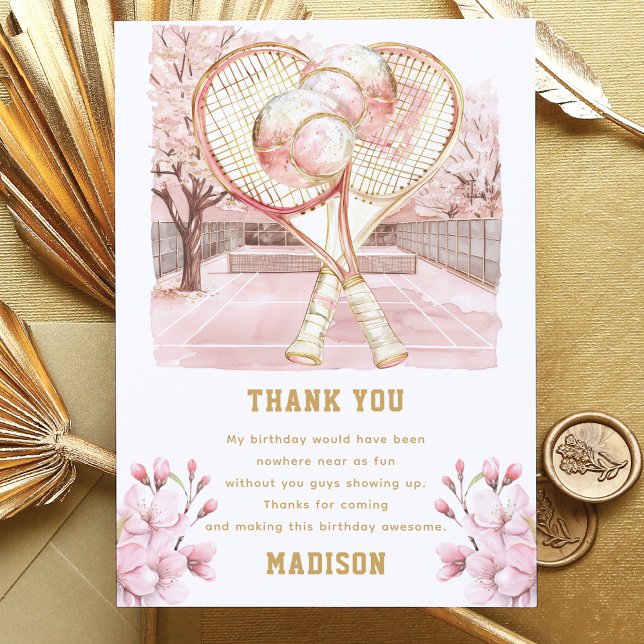 Custom Tennis Luxury Girl Birthday Dankeskarte (Von Creator hochgeladen)