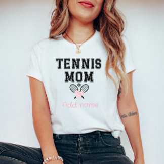 Custom Tennis Mama T - Shirt mit rosa Bow & Racket