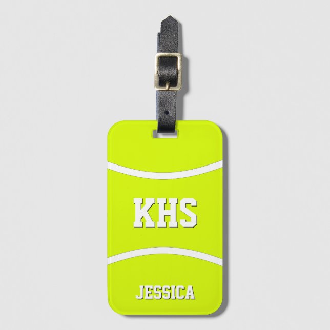 Custom Tennis Team School Briefe und Spielername Gepäckanhänger (Vorderseite Vertikal)