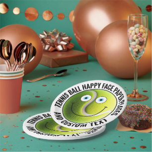Custom Tennis Theme Party BLUE EYES Happy Face 7" Pappteller