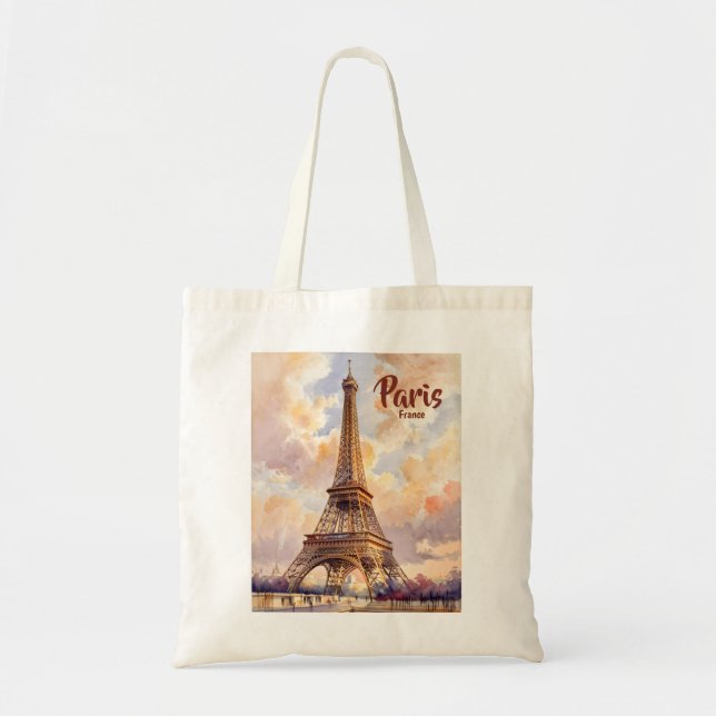 Custom Test Paris Eiffel Tower France Watercolor Tragetasche (Vorne)