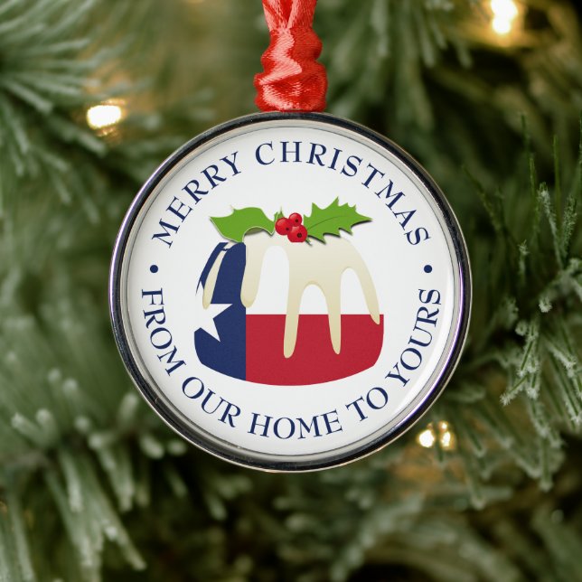 Custom TEXAS CHRISTMAS PUDDING Friends Neighbors Ornament Aus Metall (Baum)