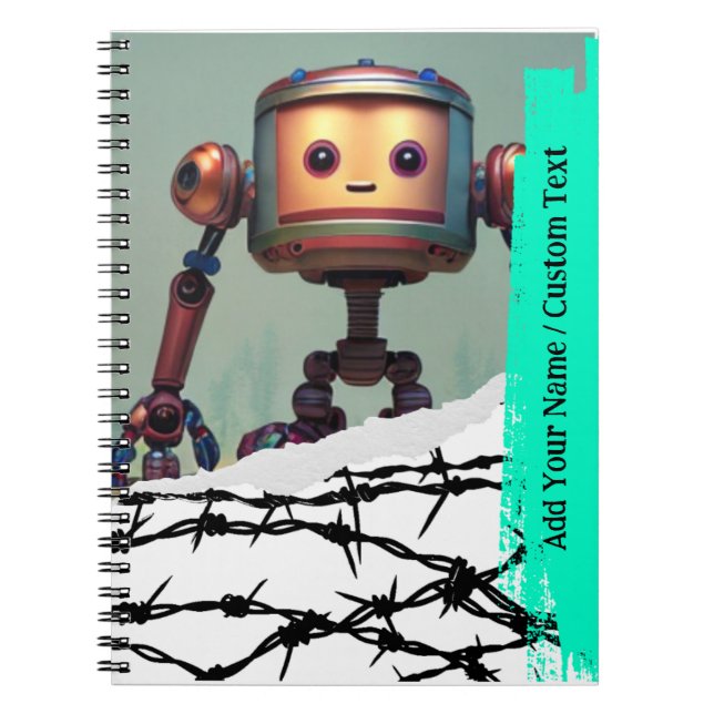 CUSTOM TEXT - Ai Image - Niedliches Roboter-Notebo Notizblock (Vorderseite)
