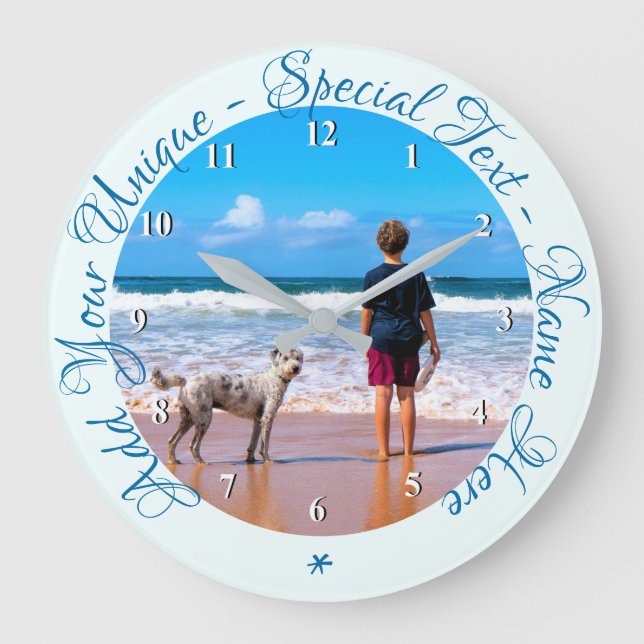 Custom Text and Photo - My Best Pet - Your Desing Große Wanduhr (Vorderseite)