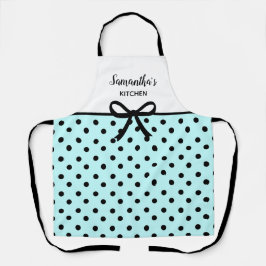 Custom Text Aquamarin und Black Polka Dots Niedlic Schürze