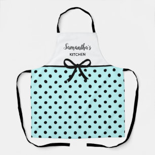 Custom Text Aquamarin und Black Polka Dots Niedlic Schürze
