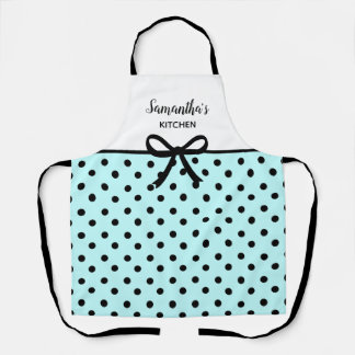 Custom Text Aquamarin und Black Polka Dots Niedlic Schürze
