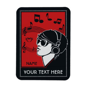 Custom Text Art Deco Music Magnet