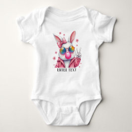 Custom Text Baby Girl Rabbit Bunny Baby Strampler