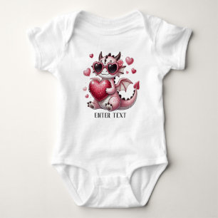 Custom Text Baby Girl T-Rex Dino Liebe Baby Strampler
