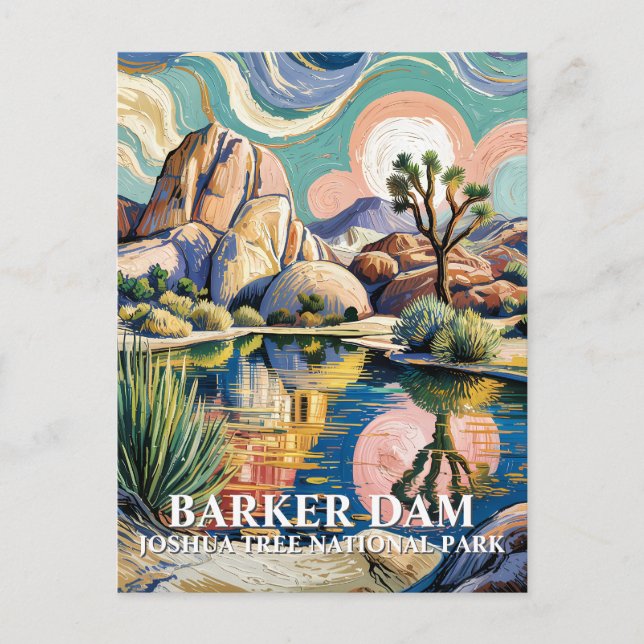 Custom Text Barker Dam Joshua Tree Van Gogh Desert Postkarte (Vorderseite)
