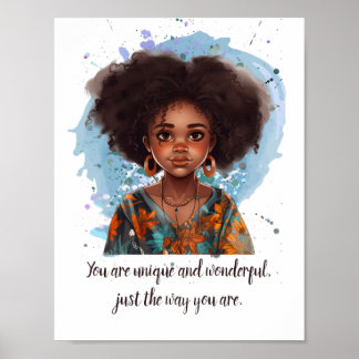 Custom Text Beautiful African American Girl Poster
