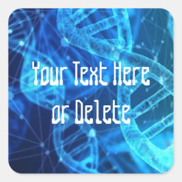 Custom Text Blue Double Helix DNA Strand Science Quadratischer Aufkleber