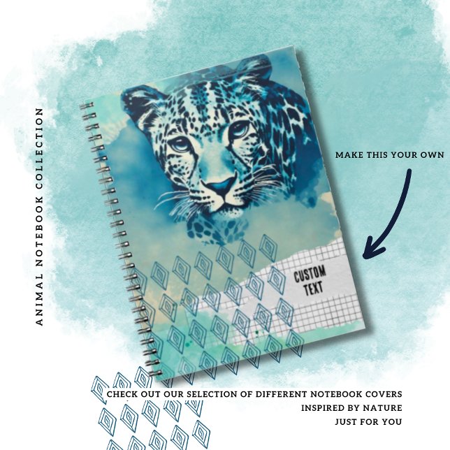 CUSTOM TEXT - Blue Leopard Notebook Journal Notizblock (Von Creator hochgeladen)