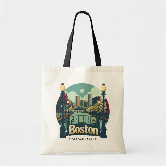 Custom Text Boston Massachusetts Tragetasche (Vorne)
