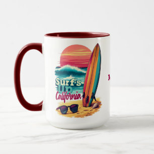 Custom Text California Surfing Tasse
