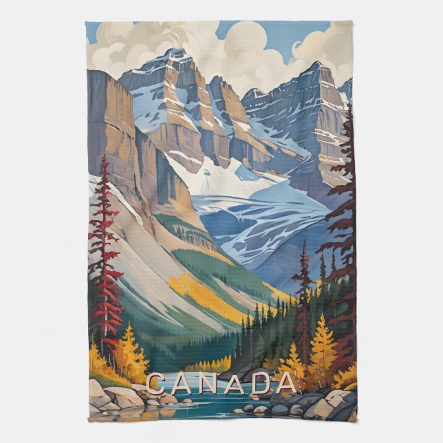 Custom Text Canada Travel Poster Geschirrtuch (Vertikal)