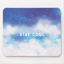 Custom Text Celestial Blue Nebel Mouse Pad