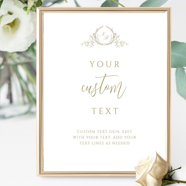 Custom Text Champagne Script Monogram Wedding Sign Poster (Von Creator hochgeladen)