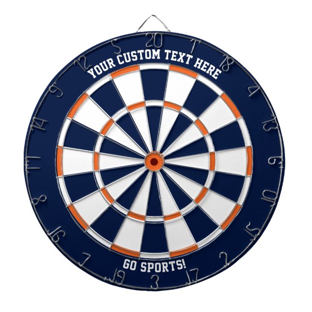 Custom Text Chicago Illinois Sports Blue Orange Dartscheibe (vorne)