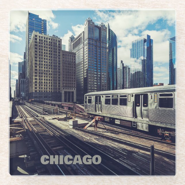 Custom Text Chicago USA Glasuntersetzer (Vorderseite)