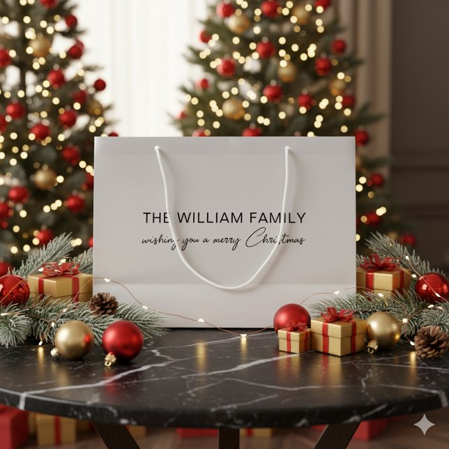 Custom Text Christmas Silver Große Geschenktüte (Von Creator hochgeladen)