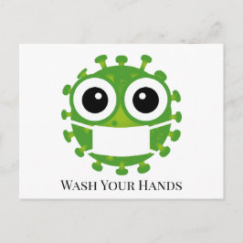 Custom Text/Color Green Virus Germ Emoji Wash Hand Postkarte