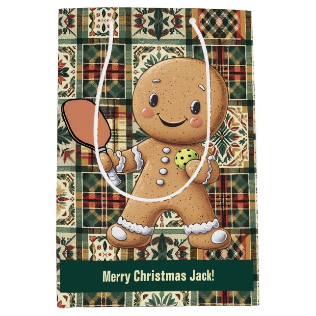 Custom text Crumbly Christmas Kundgebung Gingerbre Mittlere Geschenktüte (Vorderseite)