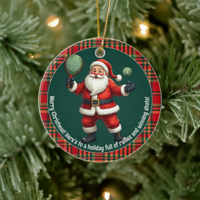 🎾🎄Custom text, Deck the Court Keramik Ornament (Baum)