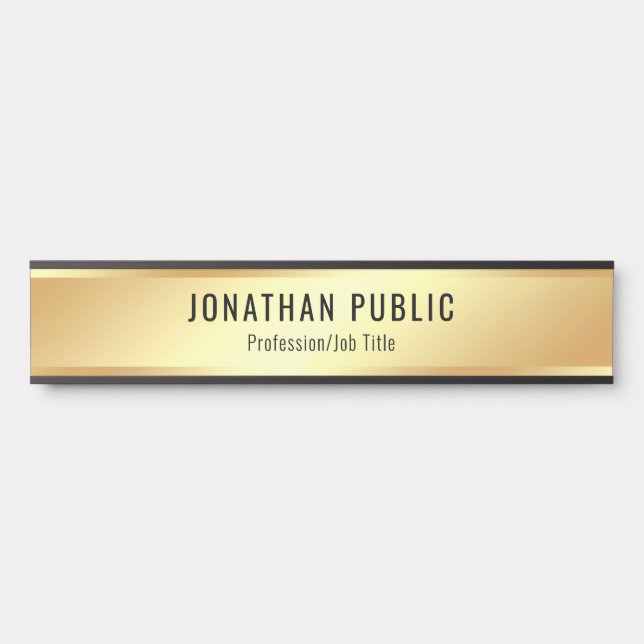 Custom Text Elegant Gold Moderne Vorlage Luxus Türschild (Vorderseite )