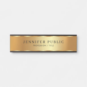 Custom Text Elegant Luxus Trendy Black & Gold Türschild