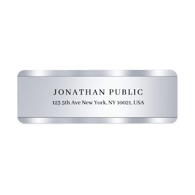Custom Text Elegant Modern Silver Return Address (Vorne)