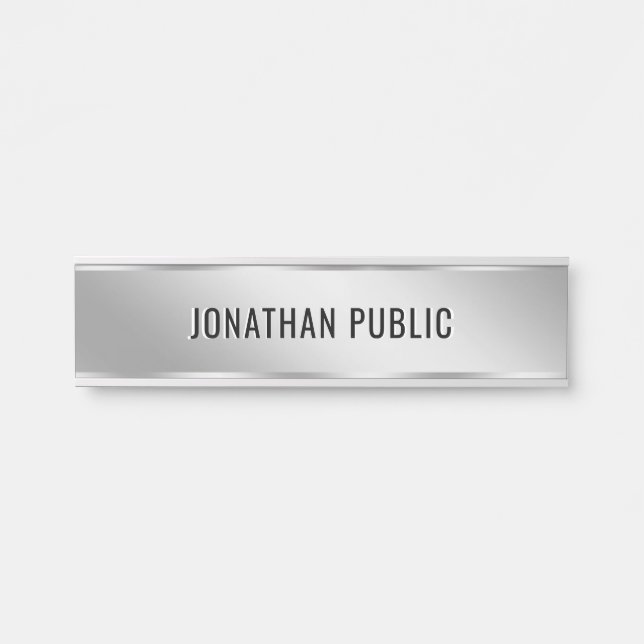 Custom Text Elegant Silver Door Sign Template Türschild (Vorderseite )