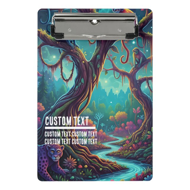 Custom Text Enchanted Forest Mystical Blue River Mini Klemmbrett (Vorderseite)