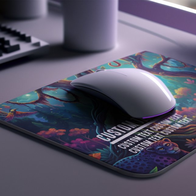 Custom Text Enchanted Jungle Monkeys Vibrant Mousepad (Custom Text Enchanted Jungle Monkeys Vibrant Mouse Pad)