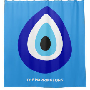 Custom Text Evil Eye Nazar Amulet Duschvorhang